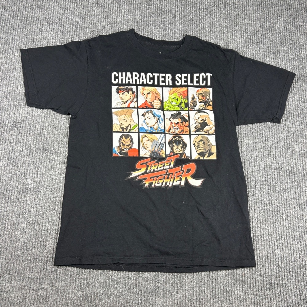 Street Fighter Shirt Mens M Capcom Character Select Graphic Black Cotton